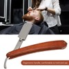 Folding Manual Straight Clipper Wooden Handle Barber Foldable Manual Beard