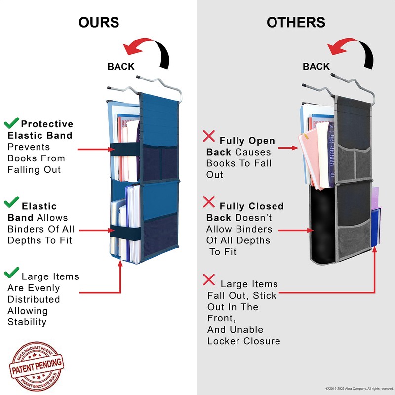 ABRA® 2 Shelf Hanging Locker Organizer for School, Work, Gym,