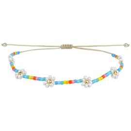 C·QUAN CHI Lovely Daisy Flower Wrap Bracelets Rainbow Miyuki Beads Strand Bracelets Summer Cute Fashion Braided Bracelets For Women （22）