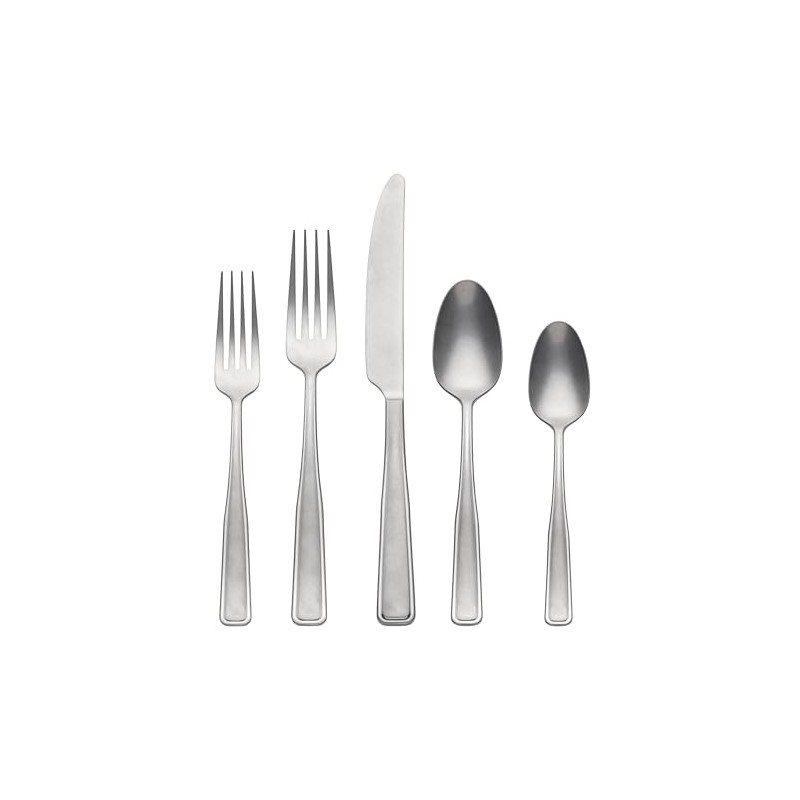 Oneida Reid Tumbled Piece Flatware Set, 20 Count, Vintage Silver