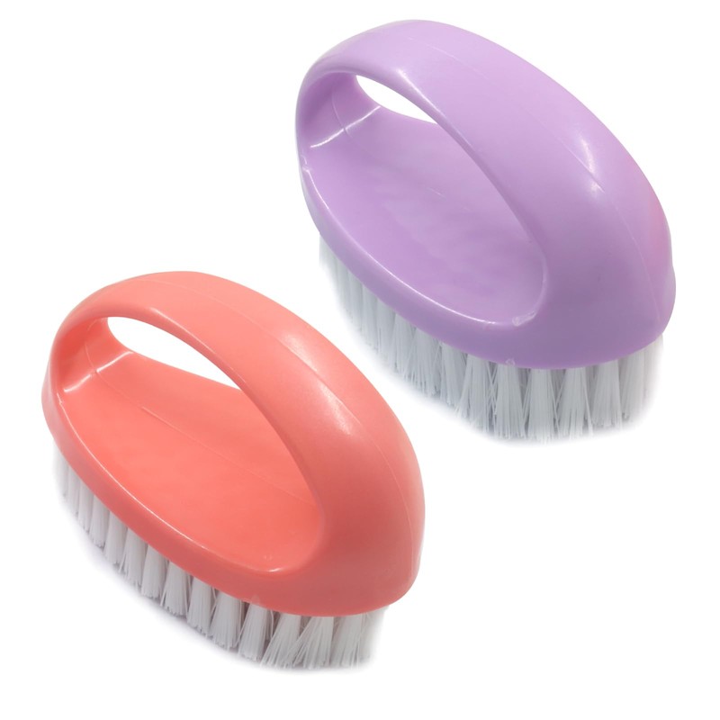 2-Pack Heavy-Duty Scrubbing Brushes, Purple and Pink