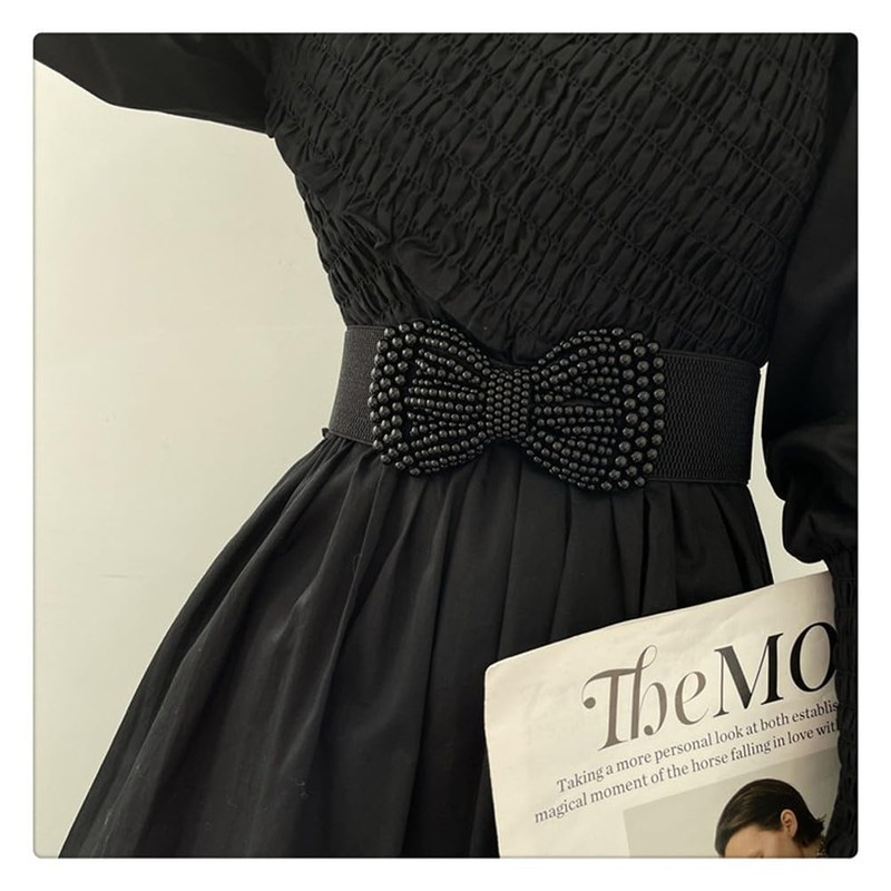 Oyccen Bow Knot Stretch Wide Belt for Women Elastic Dress
