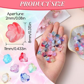 Pack of 150 Flower Beads Glass Beads for Jewellery Making, Mixed Trumpet Flower-Shaped Crystal Beads with Hole, Bellflower Beads for DIY Bracelets, Necklaces, Earrings and Craft Projects
