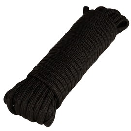 Paracord Planet Utility Cord – Diamond Braided Polypropylene Cord for Camping & Hiking – 5/16" x 50' (Black)
