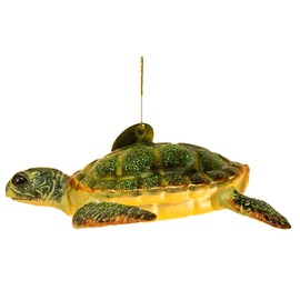 Cape Shore Sea Turtle Blown Glass Christmas Holiday Ornament 5 Inches