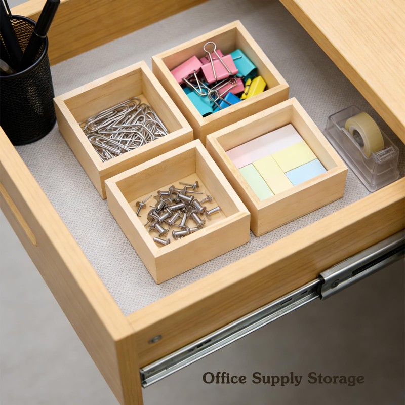 4 Pack Unfinished Wooden Craft Storage Organiser Boxes, 3.15 x