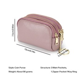 Women's Purse, Multilayer Coin Bag, Leather Purse, Women's Mini, Wallet with Zip, Simple Cute Purse, Spacious Wallet, pink, Fonts