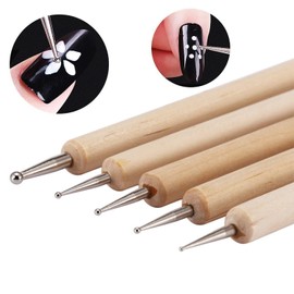 Yoezuo 5Pcs Dotting Tools Nail Dotting Dual-ended Dotting Painting Pen Nail Art Point Drill Drawing Manicure Tool - Wooden