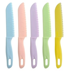 Lahviuu Kunststoff Kindermesser, 5 Pcs Bunt Kinder Küche Koch Messer, Kunststoffmesser Buntschneidemesser Küchenmesser Schneidemesser Messerset Kochset für Kinder ab 2 bis 6 Jahre (Farbe 1)