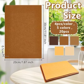 OLYCRAFT 20pcs Stiff Felt Fabric Sheets 8x12 Inch Brown Series Sewing Quilting Fabrics Assorted Color Craft Fabric 1mm Thick Felt Fabrics for DIY Sewing Craft Nonwoven Patchwork Decoration