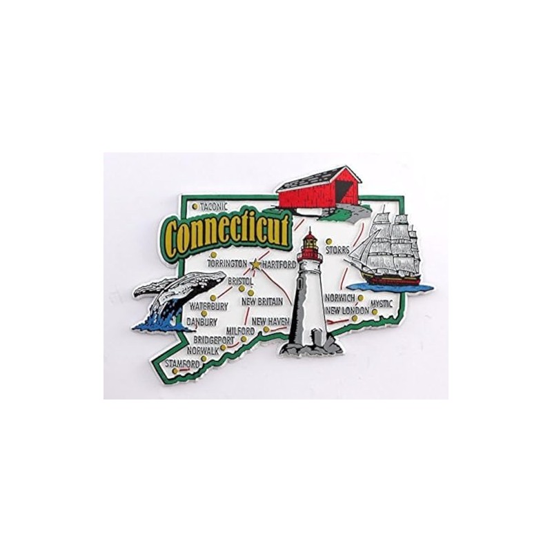 Connecticut - Imán coleccionable para nevera con mapa del estado