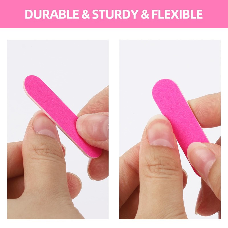 100 Pcs Double Sided Mini Nail Files,180/240 Grit Portable Emery