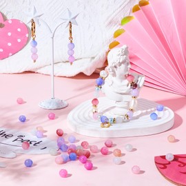 Crafans 120pcs 6 Colours Rose Acrylic Beads Floral Spacer Beads Beautiful Beads Bulk Round Rose Beads for DIY Bracelet Necklace Earring Craft Jewellery Making