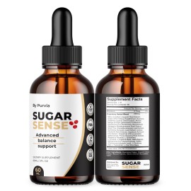 Purvia Sugar Sense Drops Maximum Overall Wellness Health Support Made in USA (2 Pack)