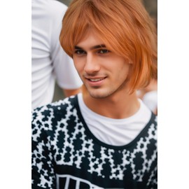 Prettyland C178 - Red Orange Short Hair Layered Fringed Cut Wig for Women And Men