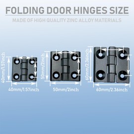 YOFASEN Folding Hinges - 4PCS Hardware Door Hinges for Household Closet Door, Zinc Alloy, Black, 40 * 40 * 5mm