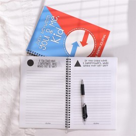Just Between You & Me Letter Pattern Journal Notebook, 1 Count Journal Notebook without Pen, Journal Book for Parents & Kids, Office Stationery & Supplies, Office Accessories, Funny Gift:_Light Blue & Red_one-size