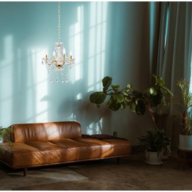 LaLuLa Antique Gold Chandelier Mini Crystal Chandelier Lighting 4 Light Modern Chandelier for Dining Room