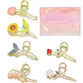 Claw Clips,Hair Clips for Women,Metal Hair Clips Gift Box,Flower Claw Clip for Woman and Girls With Long Thick Thin Curly Hair