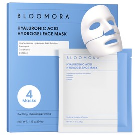 Hyaluronic Acid & Collagen Face Mask Overnight, Hydrogel Hydrating Facial Mask, Moisturizing & Tightening Low Molecular Solution, Collagen Skincare, Face Care & Self Care for Women 34g*4ea