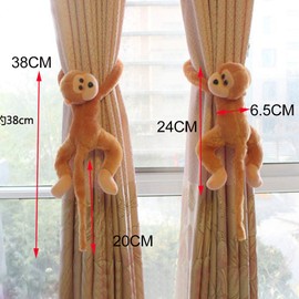 1 Pair Cutest Monkey Curtain Tiebacks Set Soft Plush Animal Curtain Holdback Clips Hooks Bedroom Decorative Window Curtain Tie Backs Jungle Bedroom Accessories Home Decor