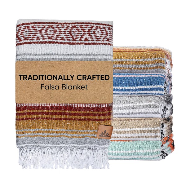 Mexican Blanket - Authentic Handwoven Serape Picnic Blanket (70"x50") for