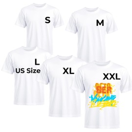 Joyclub 5 Pack White T Shirts Polyester Bulk Sublimation Blanks Wholesale Unisex Crew Neck Short Sleeve for Heat Transfer Printing Graffiti Adults Women Men Multiple Sizes