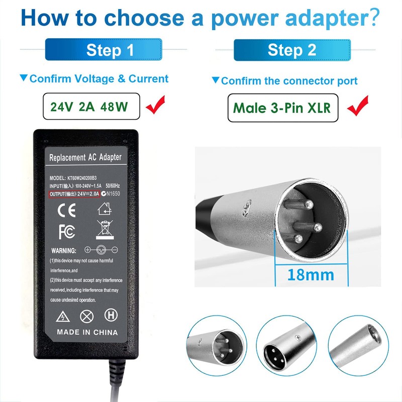 24V 2A Adapter Charger for Schwinn S300, S350, S500