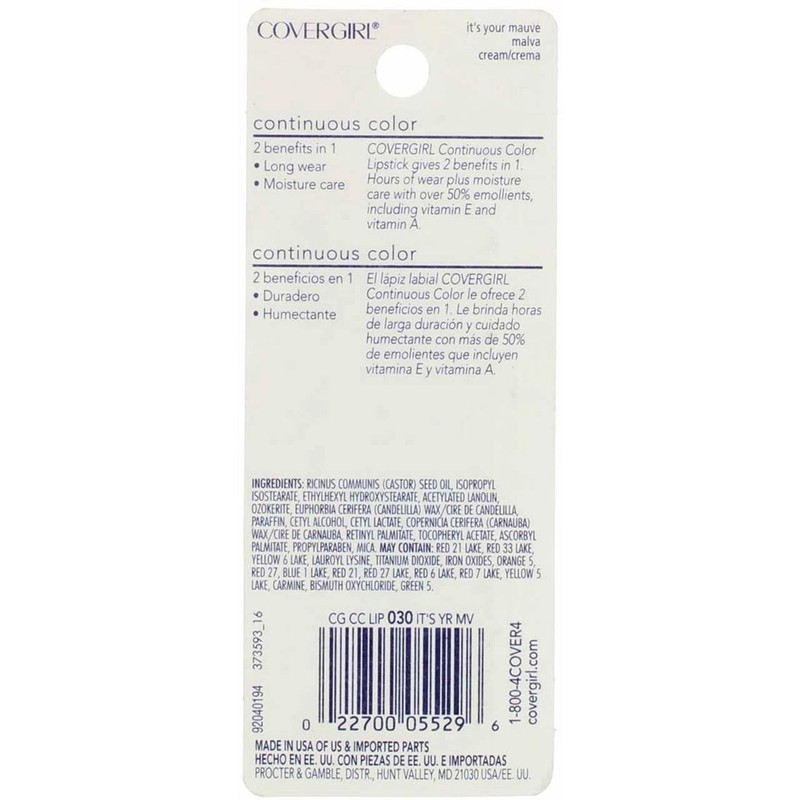 Cover Girl Continuous Color Cream Lipstick, Its Your Mauve #030