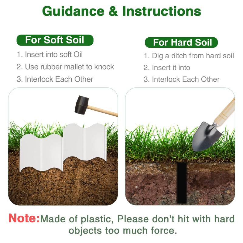 20 Pcs Garden Edging Borders, 10.5ft Plastic Landscape Borders, 5.3