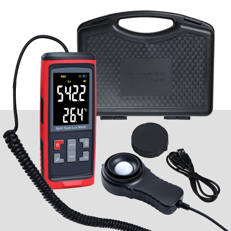 Light Meter Digital Illuminance Meter with Ambient Temperature Measuring and