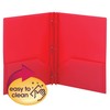 Smead Poly Two-Pocket Folder, Three-Hole Punch Prong Fasteners, Letter Size,