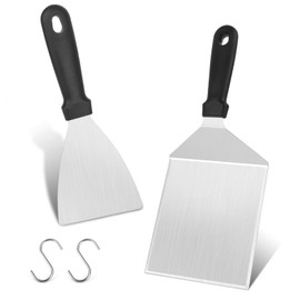 UTOCLEC Set of 4 Grill Spatulas, Stainless Steel Grill Spatula with ABS Plastic Handle, Barbecue Turner, Ideal Grill Accessory for Smash Burgers, Grill Spatula, Grill Spatula, Dishwasher Safe