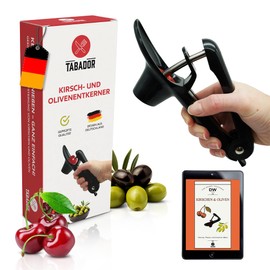 TABADOR Cherry Pitter & Olive Pitter Pitter Perfect for Hobby Bakers and Cherry Lovers for Clean Pitting of Cherries & Olives - Cherry Pitter in Black