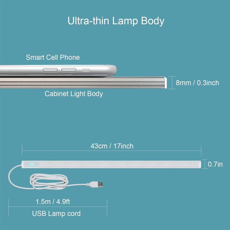 IKSACE Plug in Under Cabinet Lighting, 17 inch Touch Dimmable