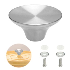 Yenblow Metal Dutch Oven Knob Handle Replacement, Stainless Steel Crock Pan Pot Lid Compatible with Le Creuset Stuab Aldi Lodge & Enameled Cast Iron Cookware (Frosted Silver & Extra Screw Kits)