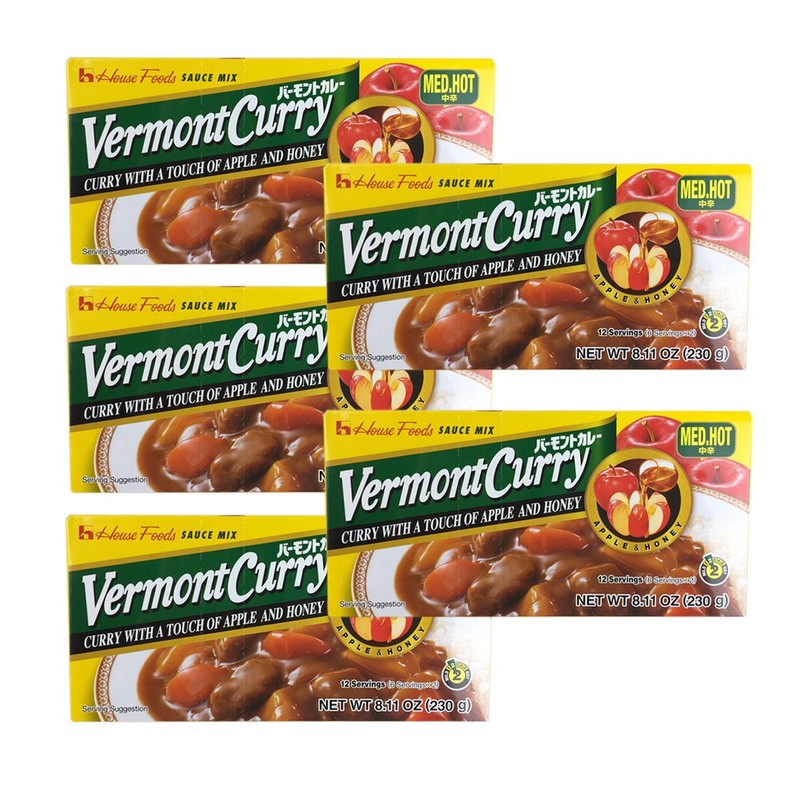 [ 5 Packs ] House Foods Vermont Curry Medium Hot