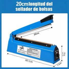 Selladora de Bolsas por Impulso Yuguo Home 20 cm para Alimentos, Mylar y Plástico