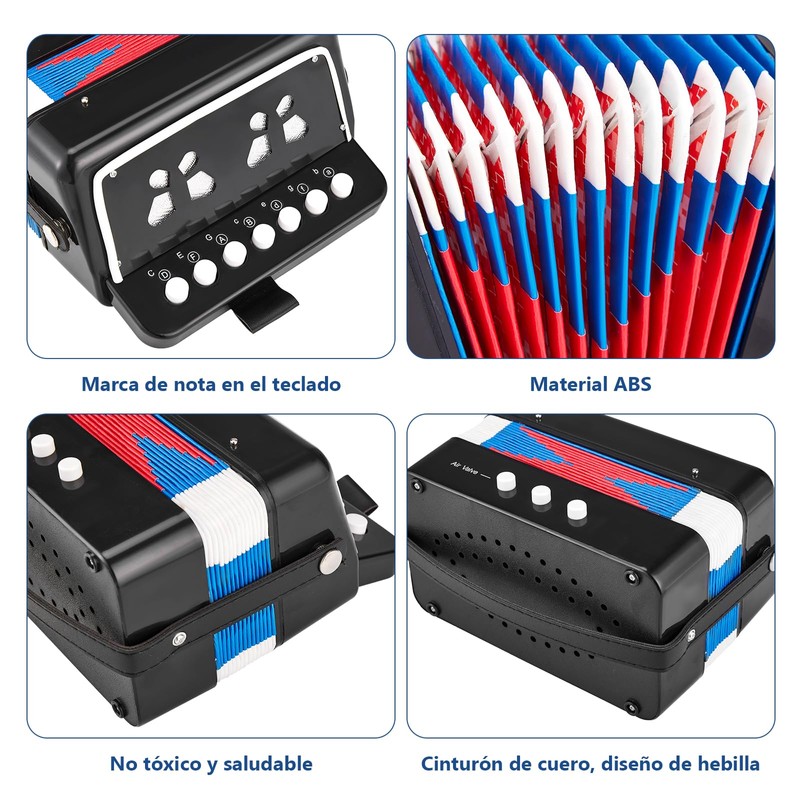 Acordeon de 7 Teclas, OUDAR Arcodeon para Principiantes para Interpretación,