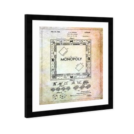 The Oliver Gal Artist Co. Vintage Entertainment and Hobbies Wall Art Prints 'Monopoly, 1935' Framed Blueprints Home Décor, 15" x 18", White, Black