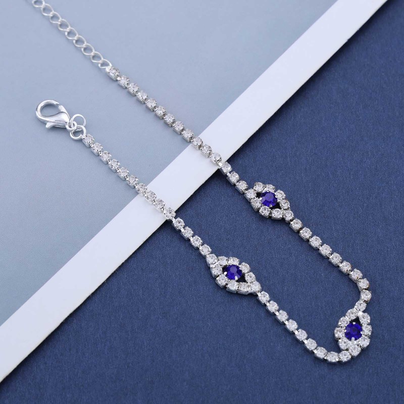 Aneneiceera Boho Crystal Evil Eye Anklet Bracelet Rhinestone Eye Ankle