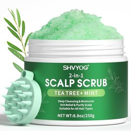 SHVYOG Exfoliante para el cuero cabelludo, árbol de té y aceite de coco exfoliante para picazón en el cuero cabelludo, champú exfoliante desintoxicant