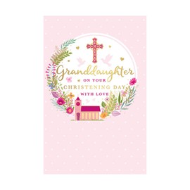 Words 'n' Wishes Traditional Christening Card for a Granddaughter, Granddaughter Christening Card, Multi-Coloured 21.7 x 14.4 cms