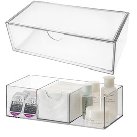 2 Set Make Up Organizer für Schminktisch, Kosmetik Aufbewahrung mit Schubladen, Organizer Schminke Acryl Transparent für Lippenstift,Pinsel,Wattestäbchen,Schönheitseiern,Nagellack,Lidschatten