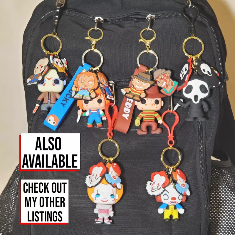 Pennywise 3D horror mini figure keychain backpack clip accessory pendants