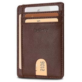 Buffway Buffway Slim Minimalist Front Pocket RFID Blocking Leather Wallets for Men and Women