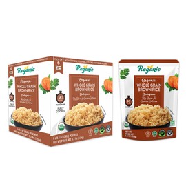 Reganic Organic Whole Grain Brown Rice Microwaveable Heat & Eat Rice, 8.8 Ounce (Pack of 6) | USDA Certified Organic, GMO-Free | Fresh Ingredients | Flavored Side Dish