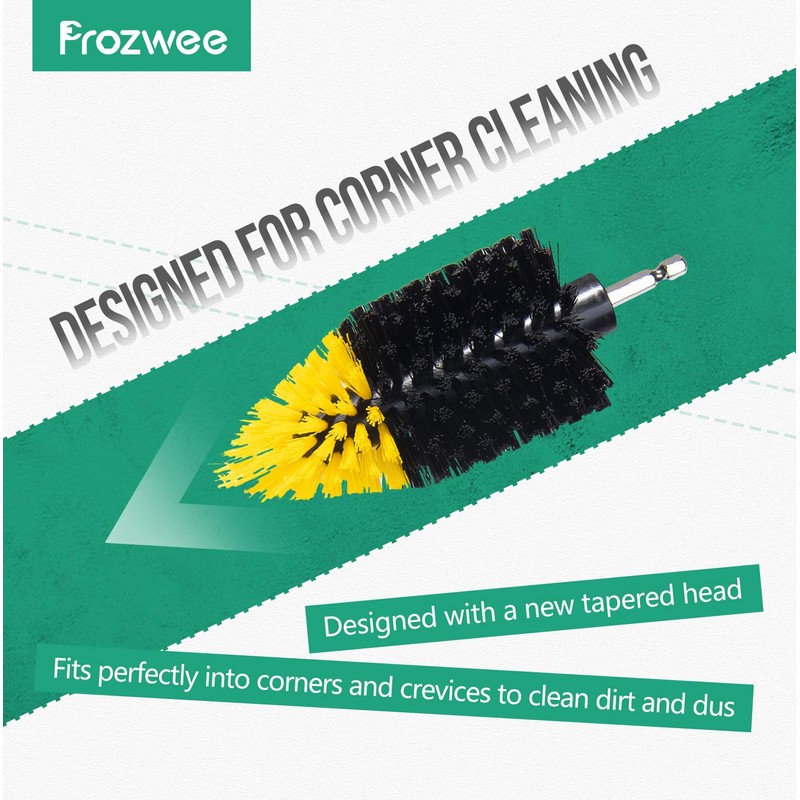 Prozwee 2PACK Tile Corner Drill Brush,Upgraded Powerful Scrubber Brush Made