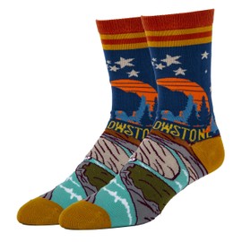 ooohyeah Men's Funny National Parks Socks, Novelty Cool Crazy Crew Socks Fun Gifts, Yellowstone, 8-13