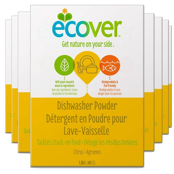 Ecover Dishwasher Soap Powder, Citrus, 3 Pound (Pack of 8)